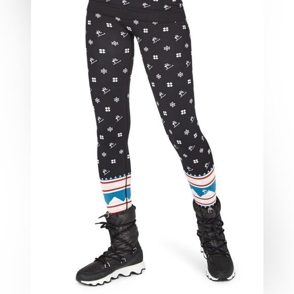 Sweaty Betty Leggings Fair Isle Ski Knit Black Size Small - Picture 1 of 6